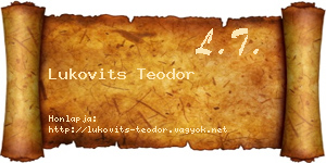 Lukovits Teodor névjegykártya